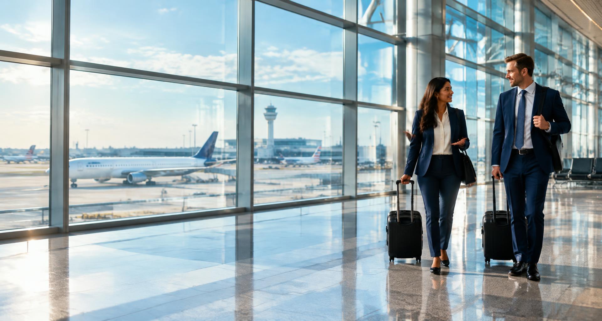 Business professionals at an international airport